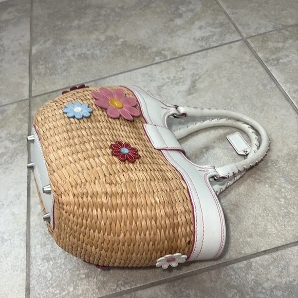 Vintage Coach Straw Bag with Daisies A04K-4443 Limited Edition/Rare - Picture 15 of 16